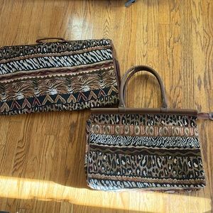 Animal Print Garment Bag and Carry On Bag Heavy Duty New